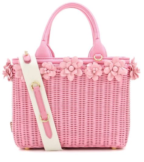 pink prada basket bag|Prada wicker bucket bag.